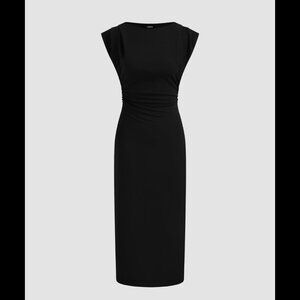 CIDER Boat Neck Solid Ruched Maxi Dress